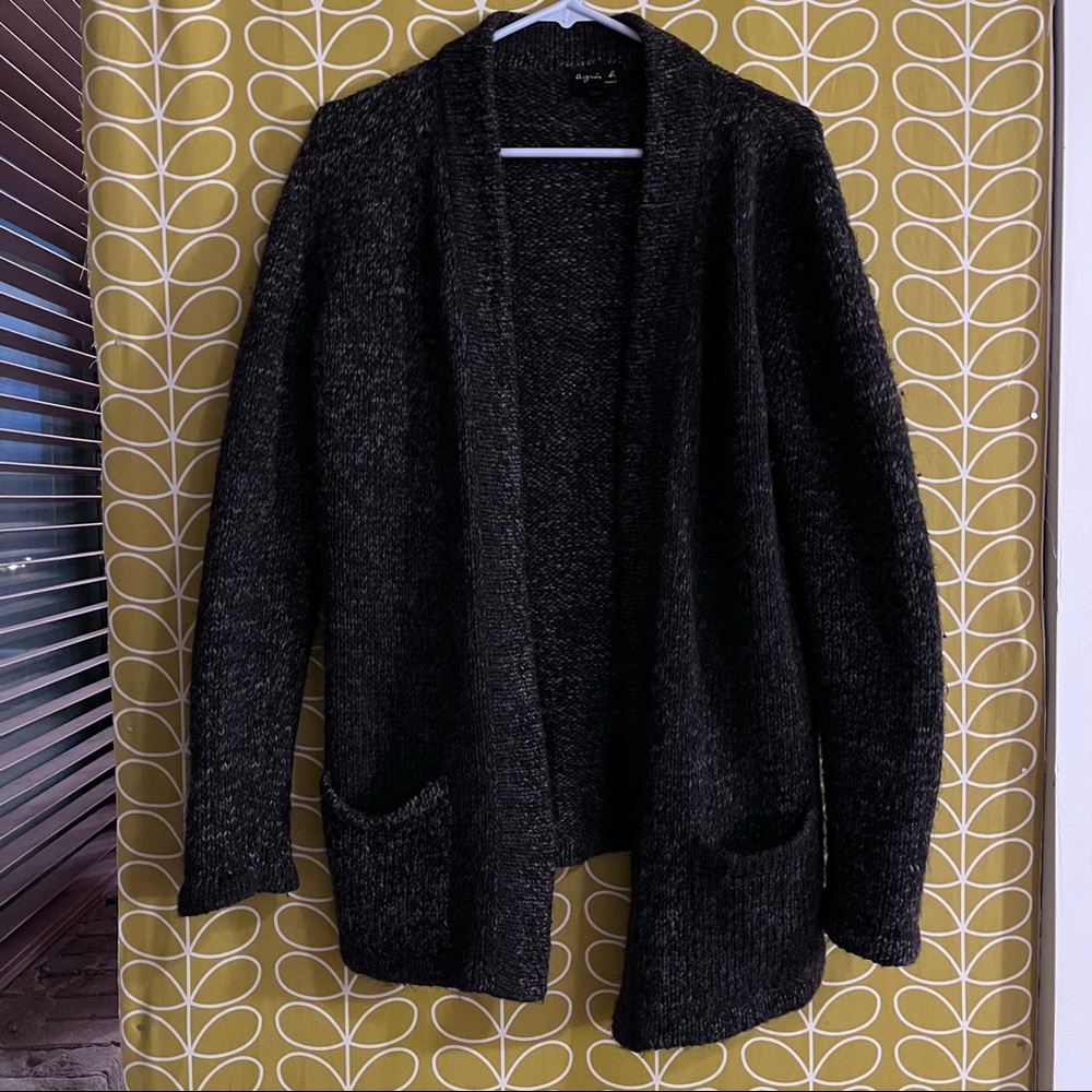AGNES B Chunky Dark Grey Cardigan - fits XS-M